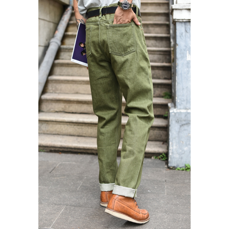 Levis Jeans 501 - Saucezhan Men Jeans Vulcanization Olive Green