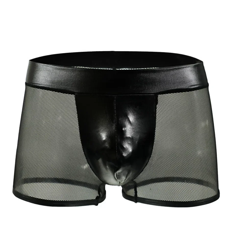 Men Sexy Underwear Faux Leathe - Bamboo Fiber Trunk 评论和价格