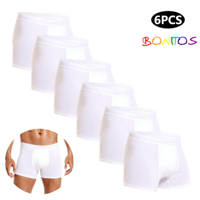 6pcs White Men Panties Cotton  - Boxer Shorts Modal 评论和价格