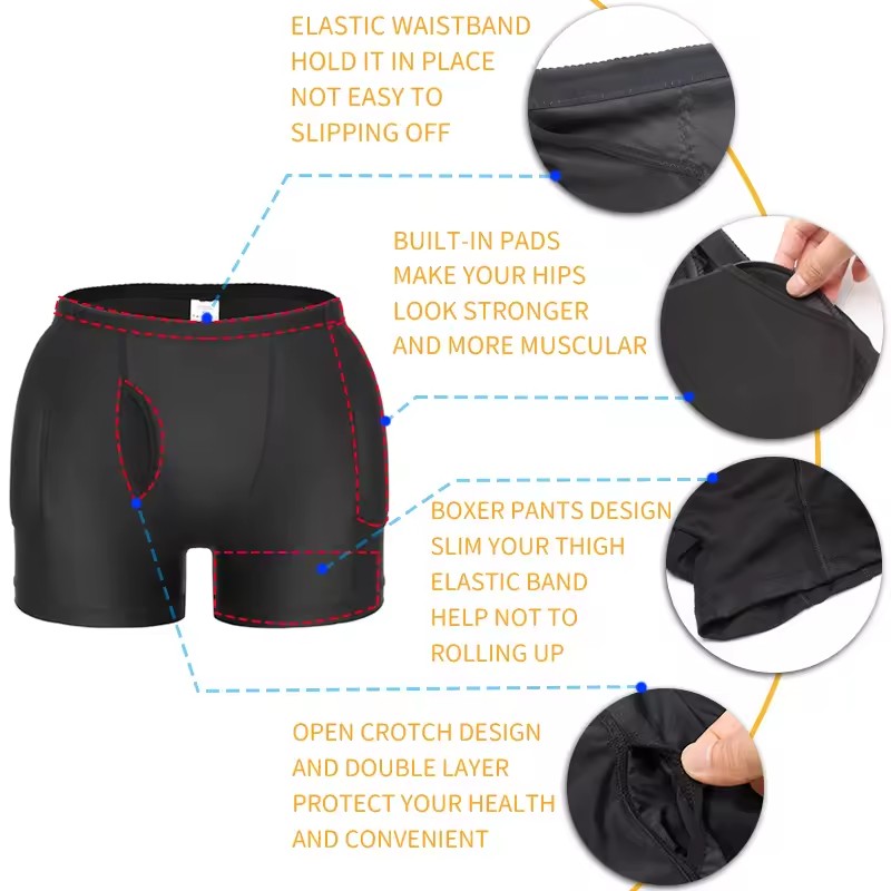 Men Padded Hip Enhancer Booty  - Boxer Brief Pack Cotton 评论和价格
