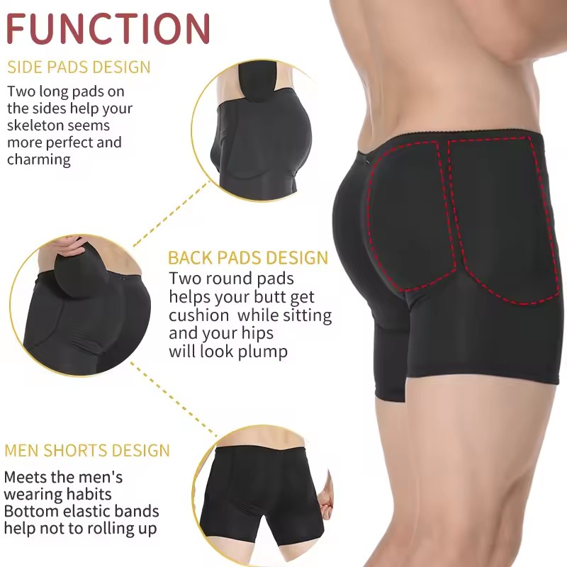 Men Padded Hip Enhancer Booty  - Boxer Brief Pack Cotton 评论和价格