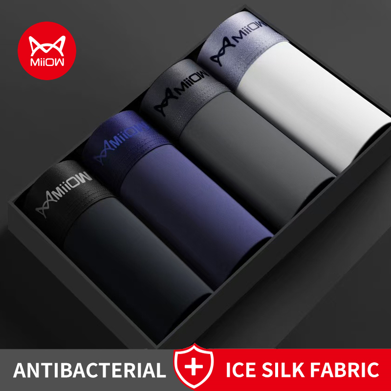 MiiOW 4Pcs Ice Silk Men Boxer  - Boxer Shorts Modal 评论和价格