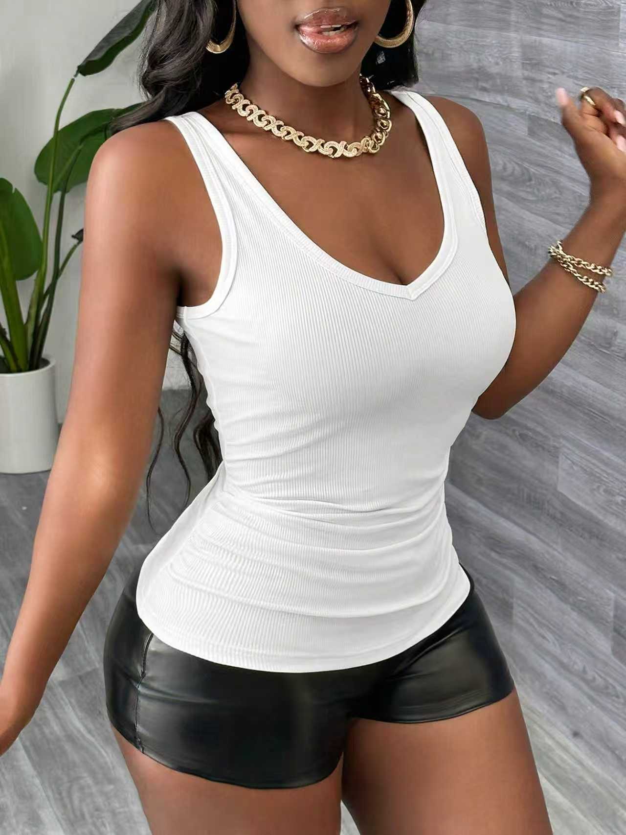 Plus Size 3 Piece V Neck Ribbe - Tank Top Ribbed 评论和价格