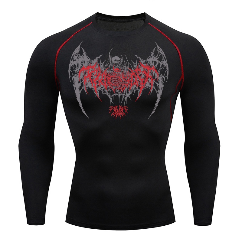 Skull Wings Print Long Sleeve  - Base Layer Top 评论和价格