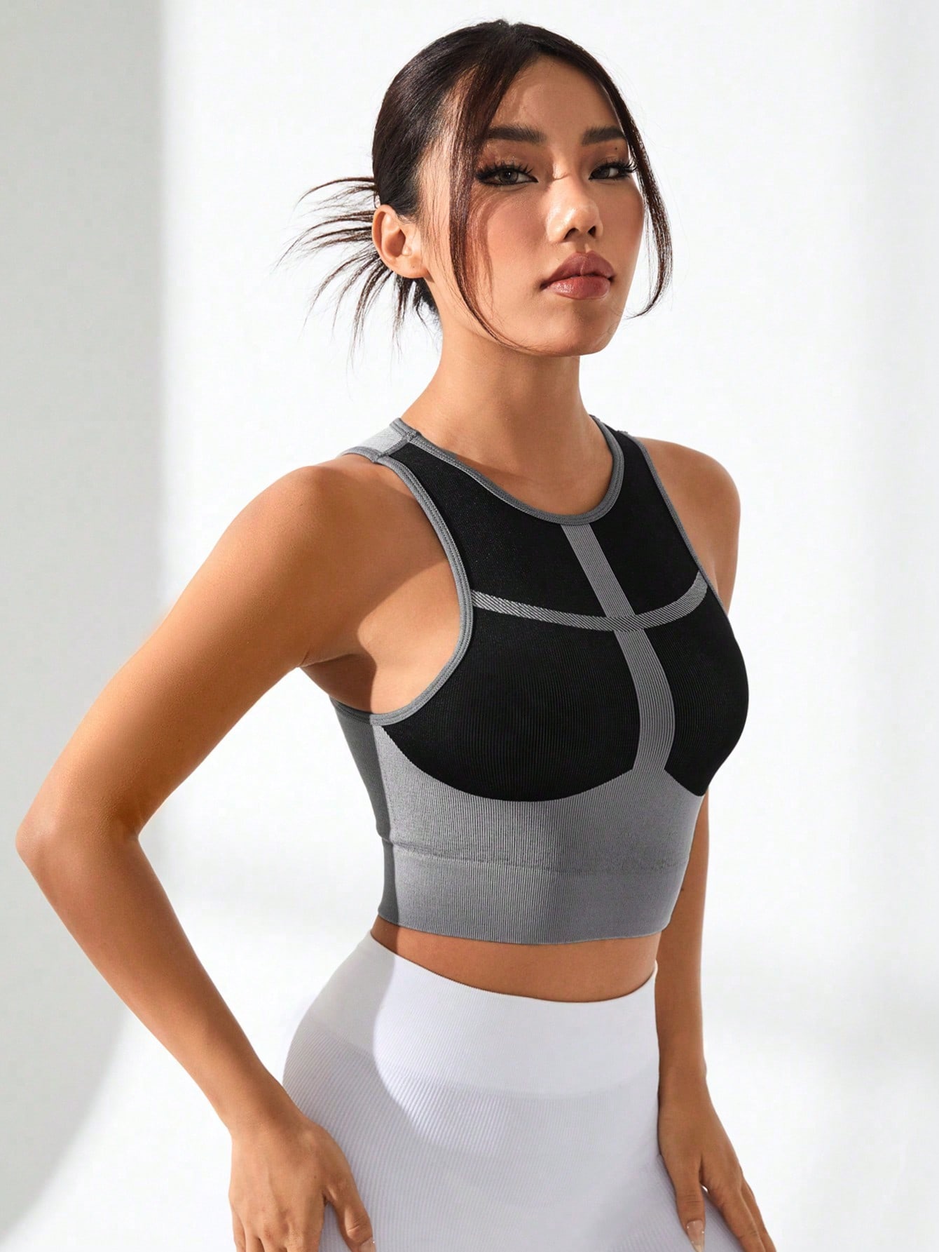 Women Color Block Cross Line R - Tank Top Ribbed 评论和价格