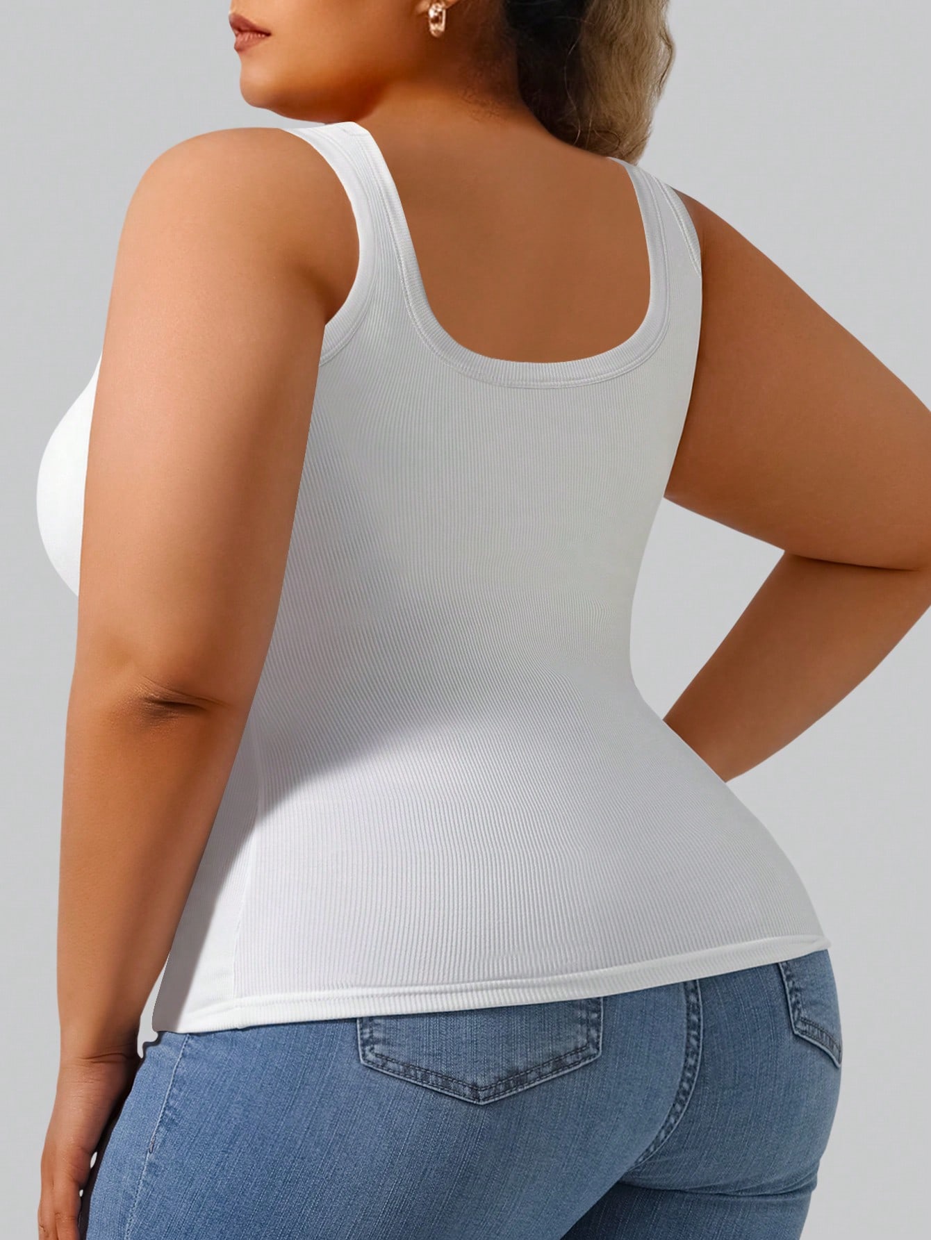 Plus Size Women's Solid Ribbed - Tank Top Ribbed 评论和价格