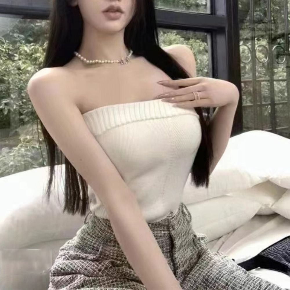 Strapless Bandeau Tube Top Cas - Tank Top Ribbed 评论和价格