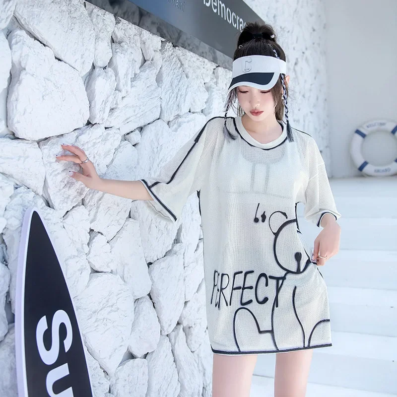 Swimsuit Women Split 3 Piece S - Mesh Sport Boxer 评论和价格
