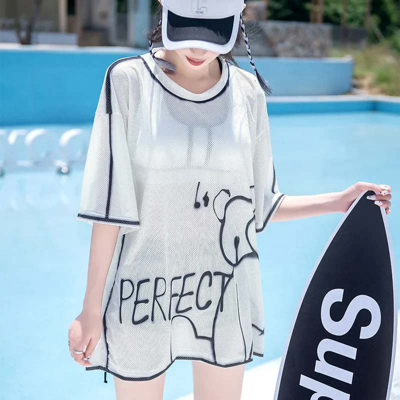 Swimsuit Women Split 3 Piece S - Mesh Sport Boxer 评论和价格