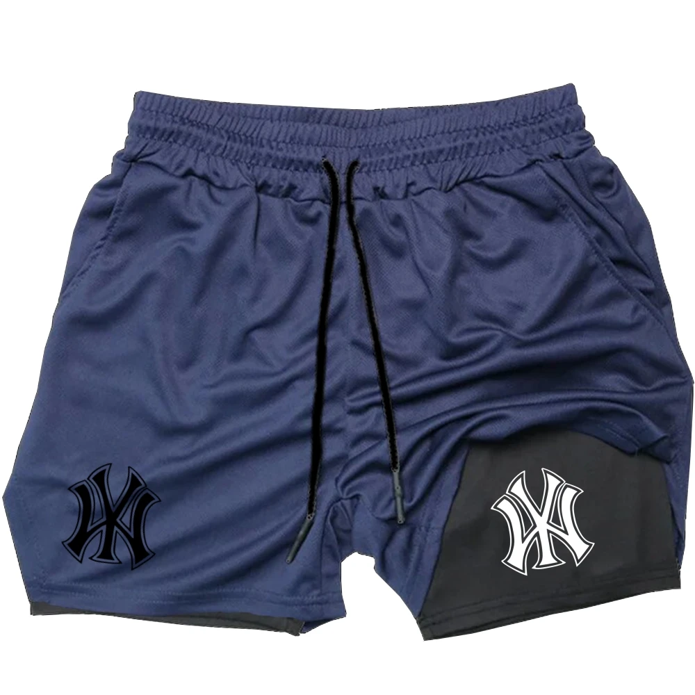 Men 2 in 1 Logo Print Sports S - Compression Shorts Athletes 评论和价格