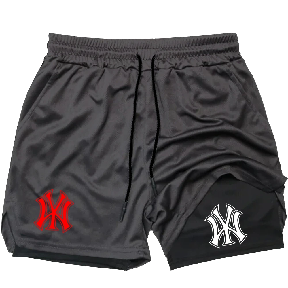 Men 2 in 1 Logo Print Sports S - Compression Shorts Athletes 评论和价格