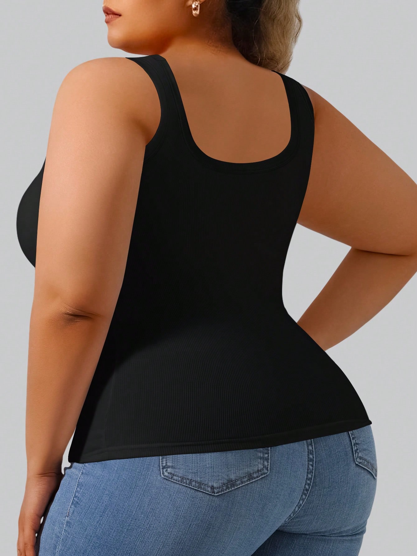 Plus Size Women's High Stretch - Tank Top Ribbed 评论和价格