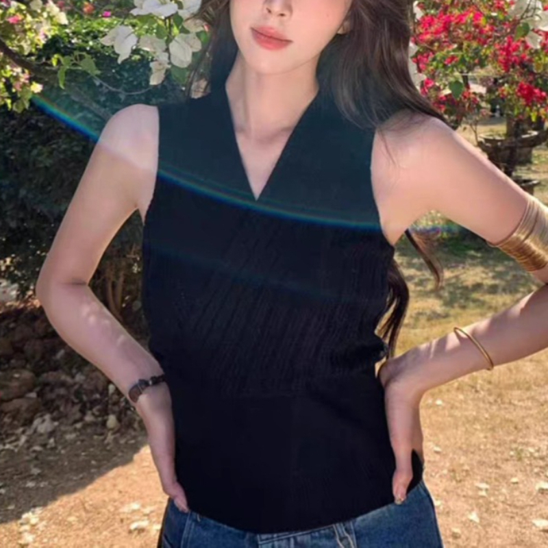 Women's Sleeveless Wrap Knit S - Tank Top Ribbed 评论和价格