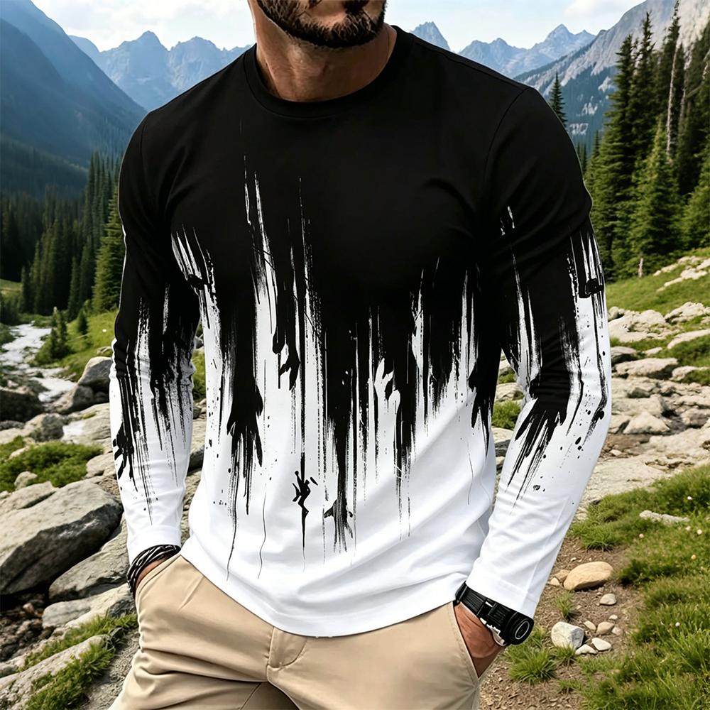 Men's Gradient Ink Splash Long - Base Layer Top 评论和价格