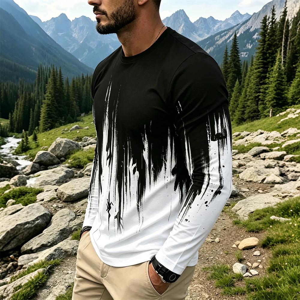Men's Gradient Ink Splash Long - Base Layer Top 评论和价格